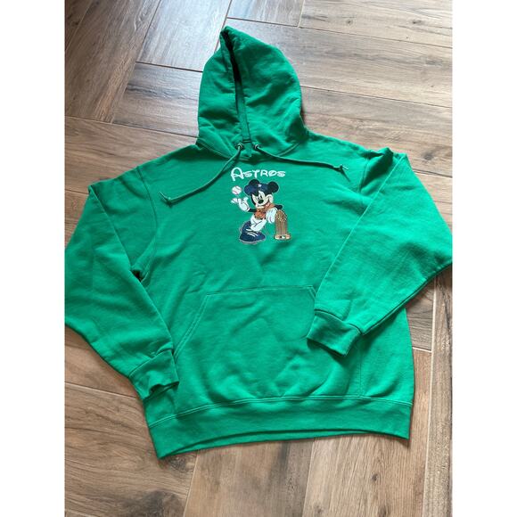 Jerzees Other - Jerzees Hoodie Mens Size M Green Disney Mickey Mouse Astros World Series